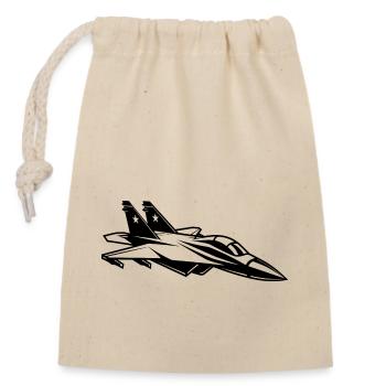 avion de chasse - Sac cadeau en coton avec cordon (14 x 20 cm) - nature - Devant