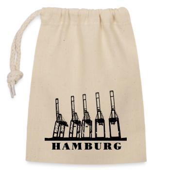 Hamburger Hafenkräne - Verschließbarer Geschenkbeutel aus Baumwolle (14x20cm) - Natur - Vorne