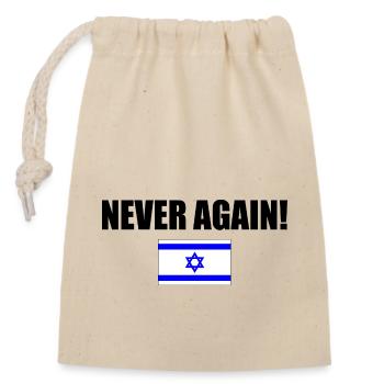 Never again - israel - Closable cotton gift bag (14x20cm) - nature - Front
