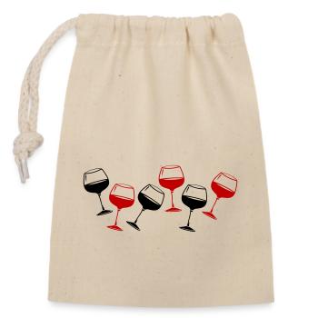 Wine Red Wine Glass - Closable cotton gift bag (14x20cm) - nature - Front