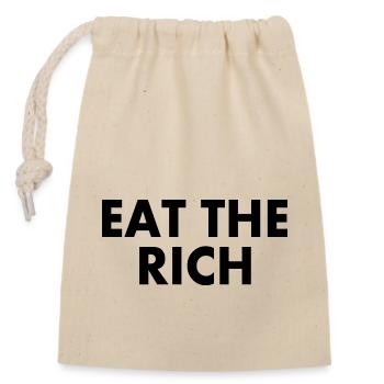 Eat the rich - Closable cotton gift bag (14x20cm) - nature - Front