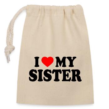 i love my sister - Sac cadeau en coton avec cordon (14 x 20 cm) - nature - Devant