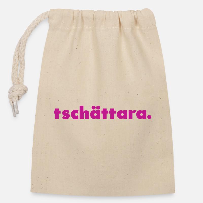 Tschättara. - Sac cadeau en coton avec cordon (14 x 20 cm) - nature