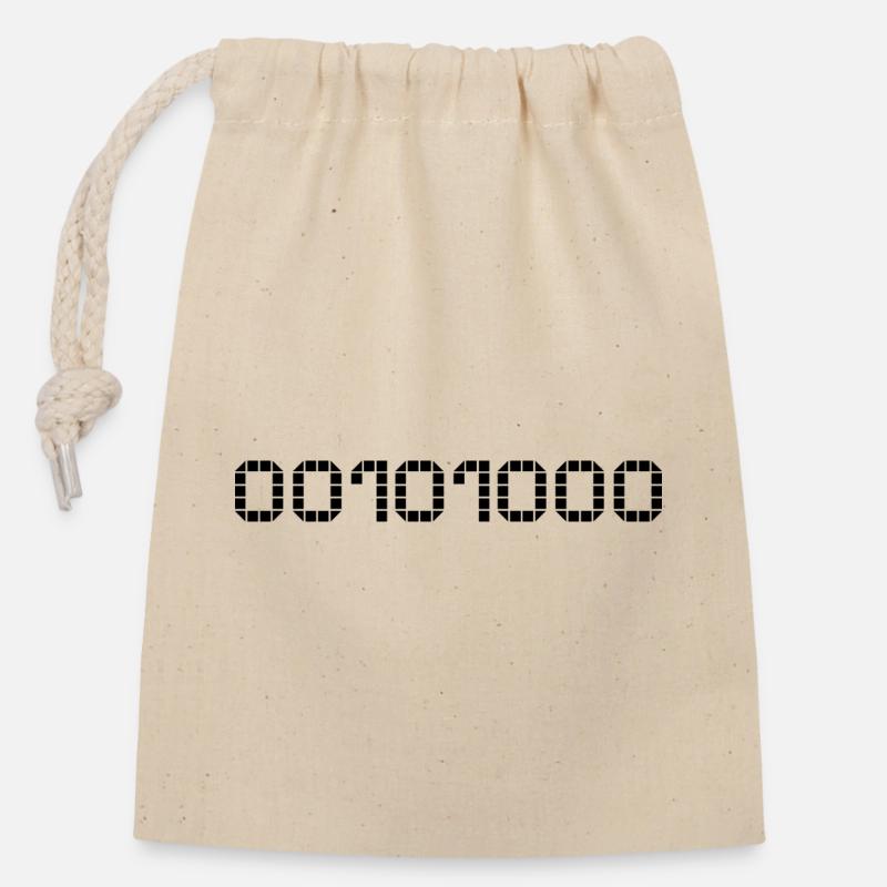 Notation binaire - 40 - Sac cadeau en coton avec cordon (14 x 20 cm) - nature