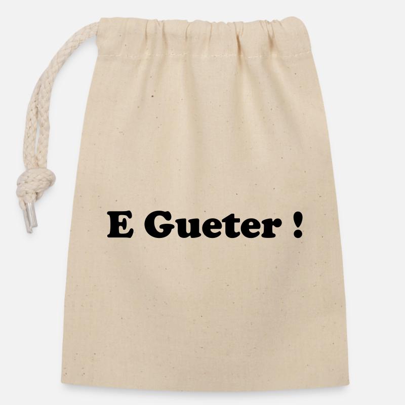 E_gueter_logo - Verschließbarer Geschenkbeutel aus Baumwolle (14x20cm) - Natur