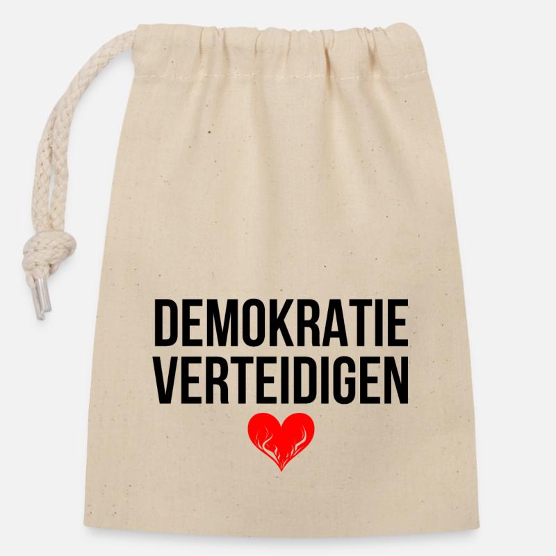 DEMOKRATIE VERTEIDIGEN - Verschließbarer Geschenkbeutel aus Baumwolle (14x20cm) - Natur
