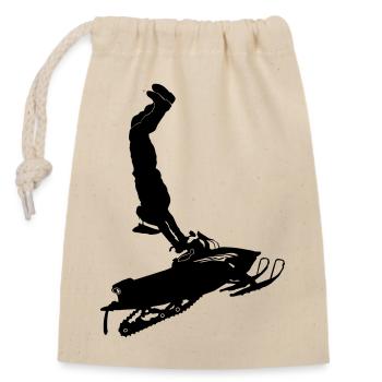 Snowmobil, Snowboarder, Snowboarden, - Verschließbarer Geschenkbeutel aus Baumwolle (14x20cm) - Natur - Vorne