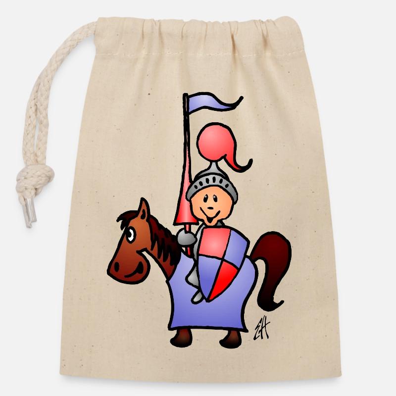 Chevalier - Sac cadeau en coton avec cordon (14 x 20 cm) - nature