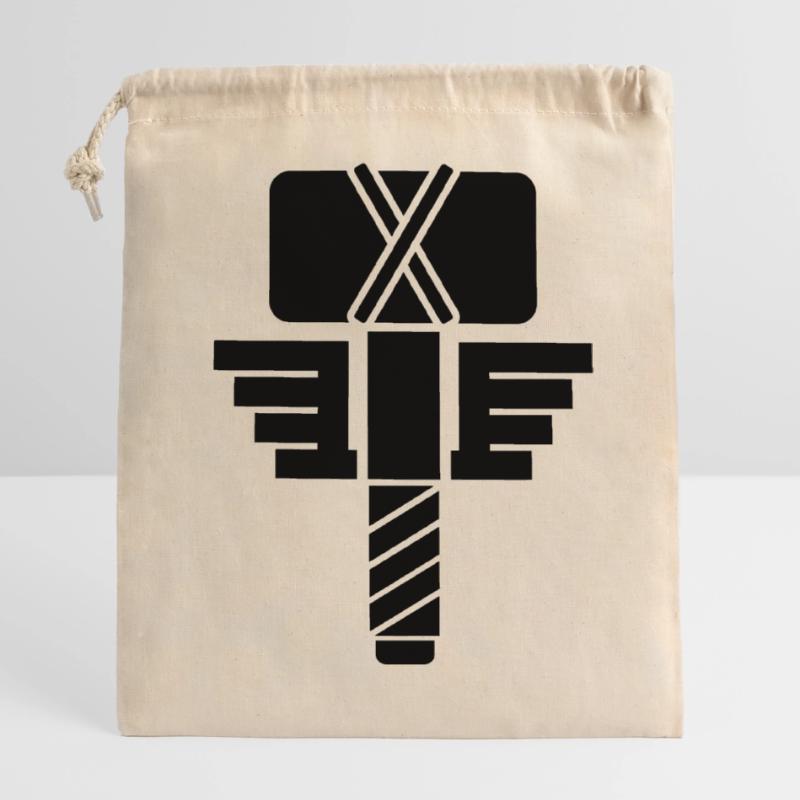 Thor Hammer – Wikinger Mjölnir Comic Superheld Verschließbarer Geschenkbeutel aus Baumwolle (14x20cm)