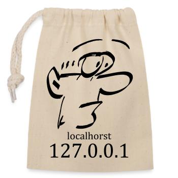 local-horst - 127.0.0.1 - localhorst - Closable cotton gift bag (14x20cm) - nature - Front