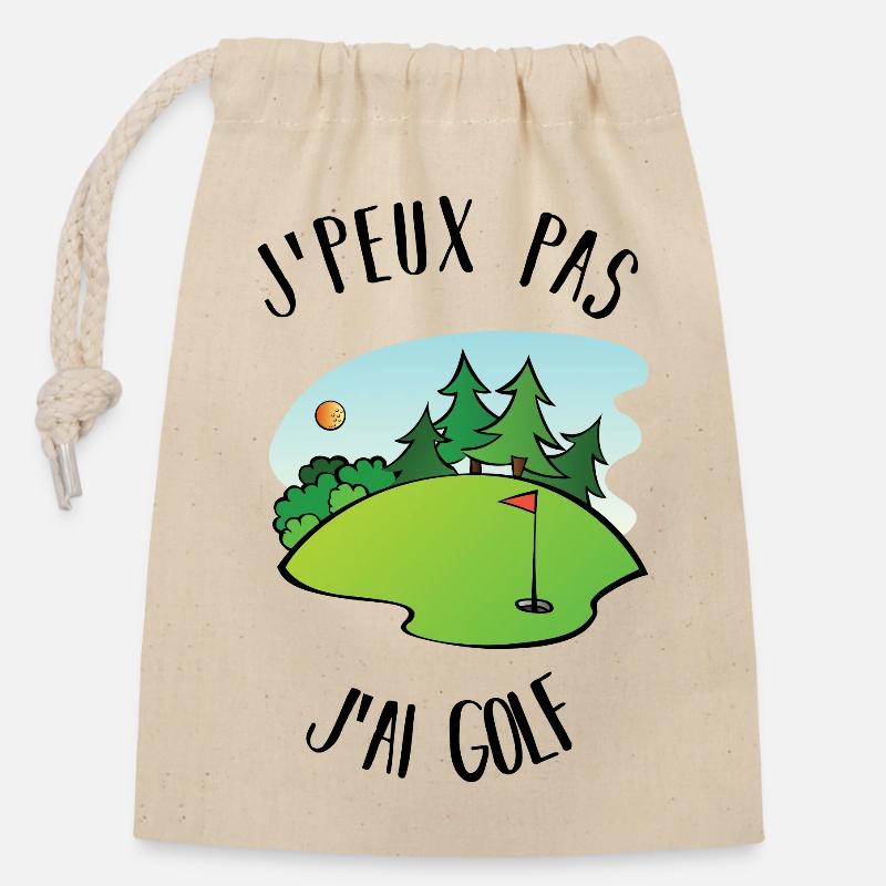 I can not play golf - Closable cotton gift bag (14x20cm) - nature