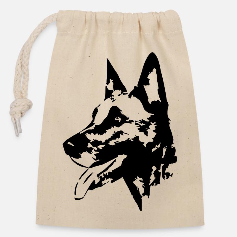 Malinois Kopf - Verschließbarer Geschenkbeutel aus Baumwolle (14x20cm) - Natur