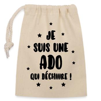 adolescent / enfant / ado / adolescente - Sac cadeau en coton avec cordon (14 x 20 cm) - nature - Devant