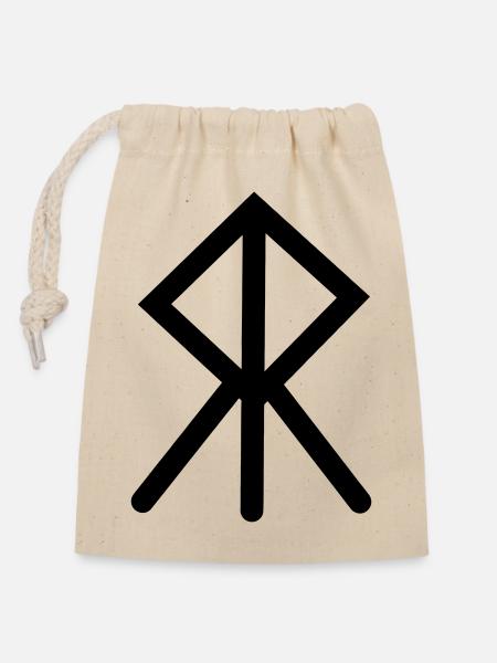 Moed Wikinger-Rune COURAGE - Verschließbarer Geschenkbeutel aus Baumwolle (14x20cm) - Natur