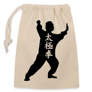 Schattenfigur Taichi - Verschließbarer Geschenkbeutel aus Baumwolle (14x20cm) - Natur - Vorne