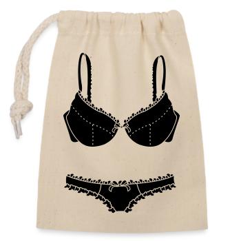 Logo de lingerie soutien-gorge et slip pour magasin - Sac cadeau en coton avec cordon (14 x 20 cm) - nature - Devant