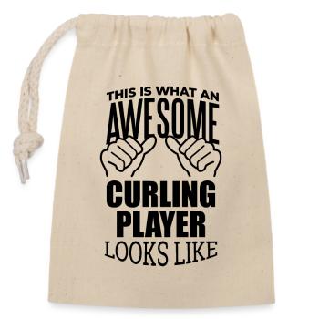 curling - Sac cadeau en coton avec cordon (14 x 20 cm) - nature - Devant