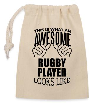 rugby - Sac cadeau en coton avec cordon (14 x 20 cm) - nature - Devant