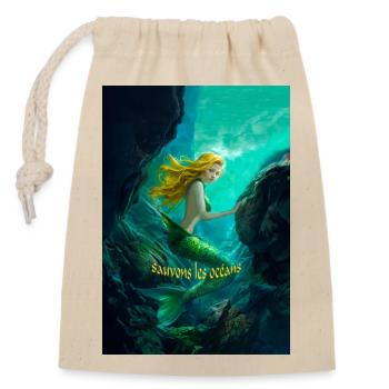 sirène sauvons les océans - pour plongeur - Sac cadeau en coton avec cordon (14 x 20 cm) - nature - Devant