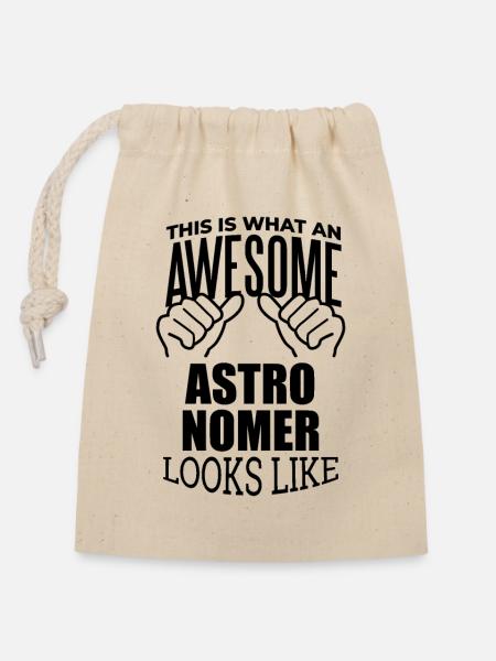 Astronom Astronom Astronom Astronom - Verschließbarer Geschenkbeutel aus Baumwolle (14x20cm) - Natur