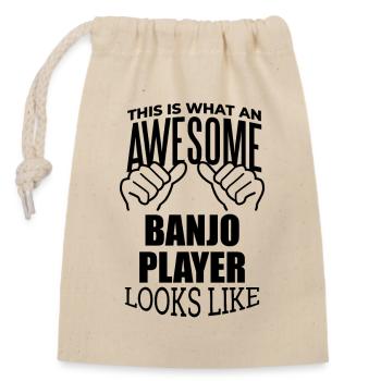 Banjo - Closable cotton gift bag (14x20cm) - nature - Front
