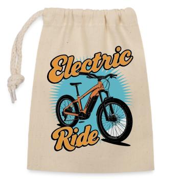 Conception d’aventure en vélo électrique - Sac cadeau en coton avec cordon (14 x 20 cm) - nature - Devant
