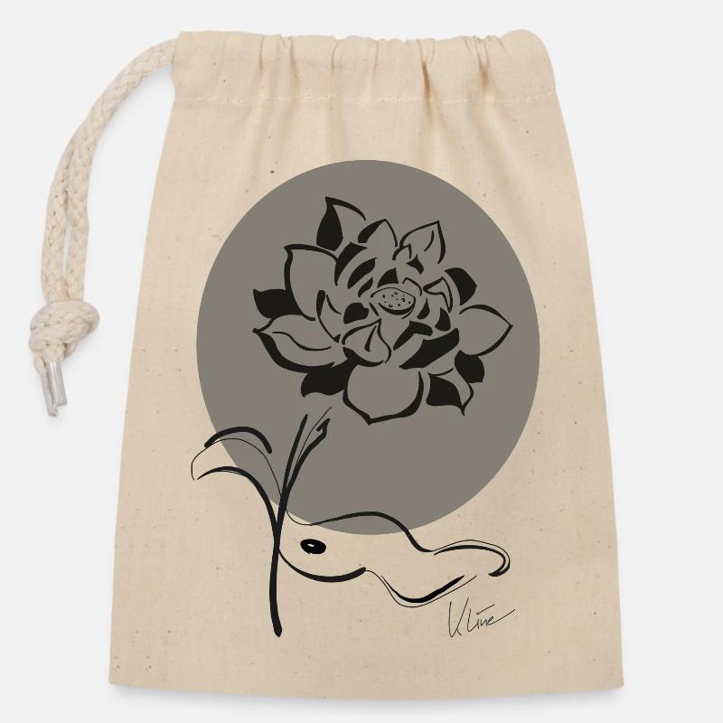Lotus - Closable cotton gift bag (14x20cm) - nature