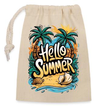 Tropical Summer Beach Design - Closable cotton gift bag (14x20cm) - nature - Front