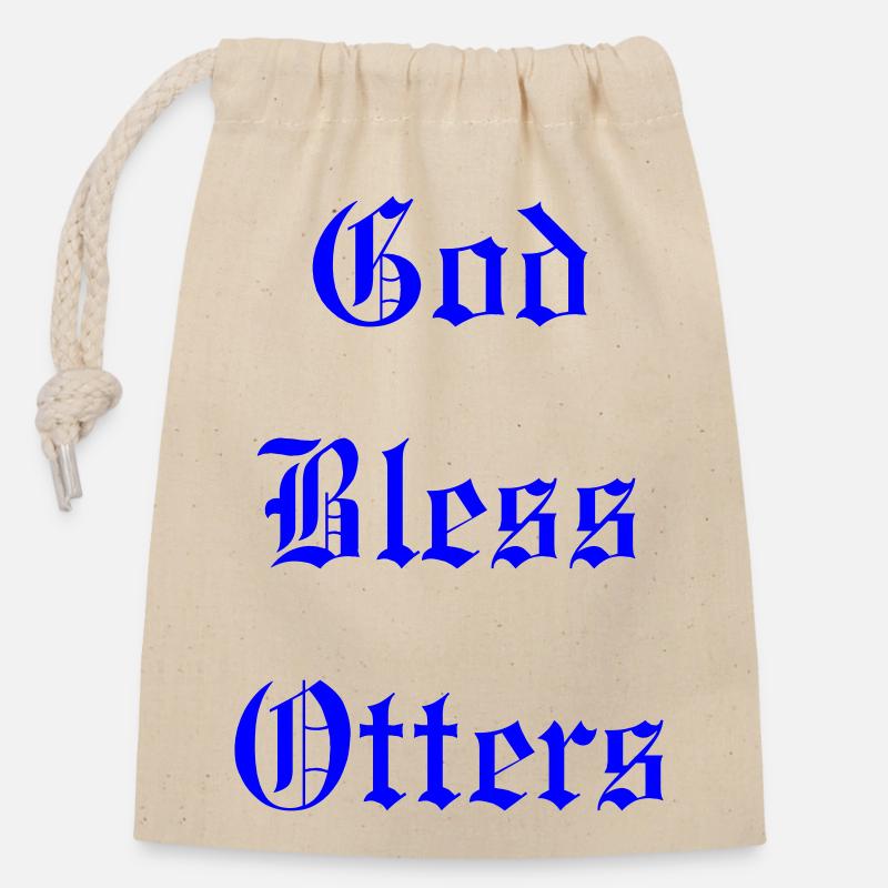 GodBlessOtters - Closable cotton gift bag (14x20cm) - nature