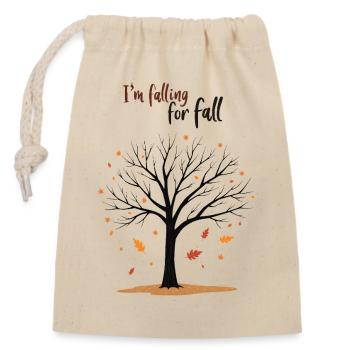 Kahler Baum „Herbstverliebt“ Humor - Verschließbarer Geschenkbeutel aus Baumwolle (14x20cm) - Natur - Vorne