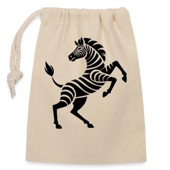 Zebra Hufe hoch Kunststück Silhouette - Verschließbarer Geschenkbeutel aus Baumwolle (14x20cm) - Natur - Vorne