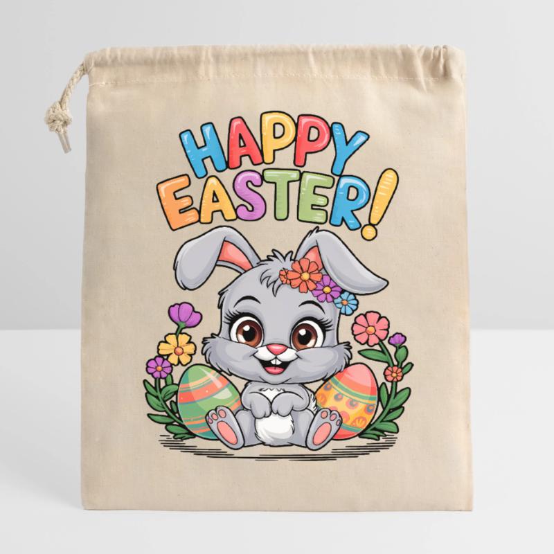 Easter Bunny Happy Easter Easter Easter Egg Easter Closable cotton gift bag (14x20cm)