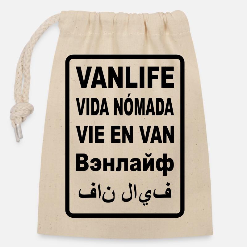 Vanlife International - Closable cotton gift bag (14x20cm) - nature