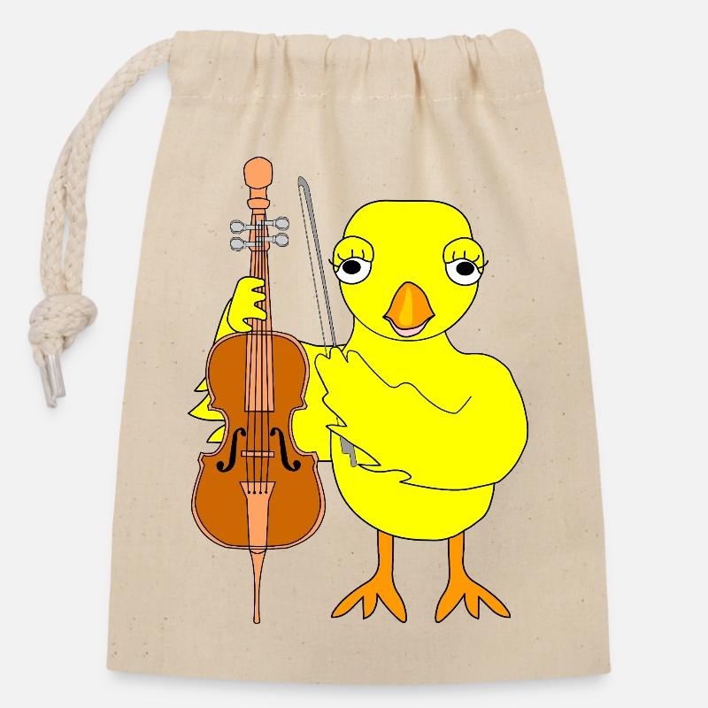Cello Küken - Verschließbarer Geschenkbeutel aus Baumwolle (14x20cm) - Natur