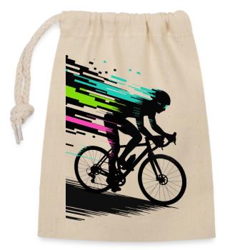 Glitch Pixel Cyclist – Digitale Speed Art - Verschließbarer Geschenkbeutel aus Baumwolle (14x20cm) - Natur - Vorne