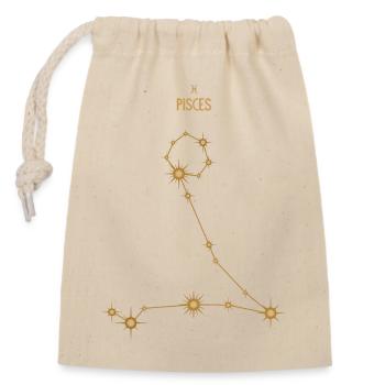 Pisces Zodiac Sign Star Constellation Golden Tones - Closable cotton gift bag (14x20cm) - nature - Front