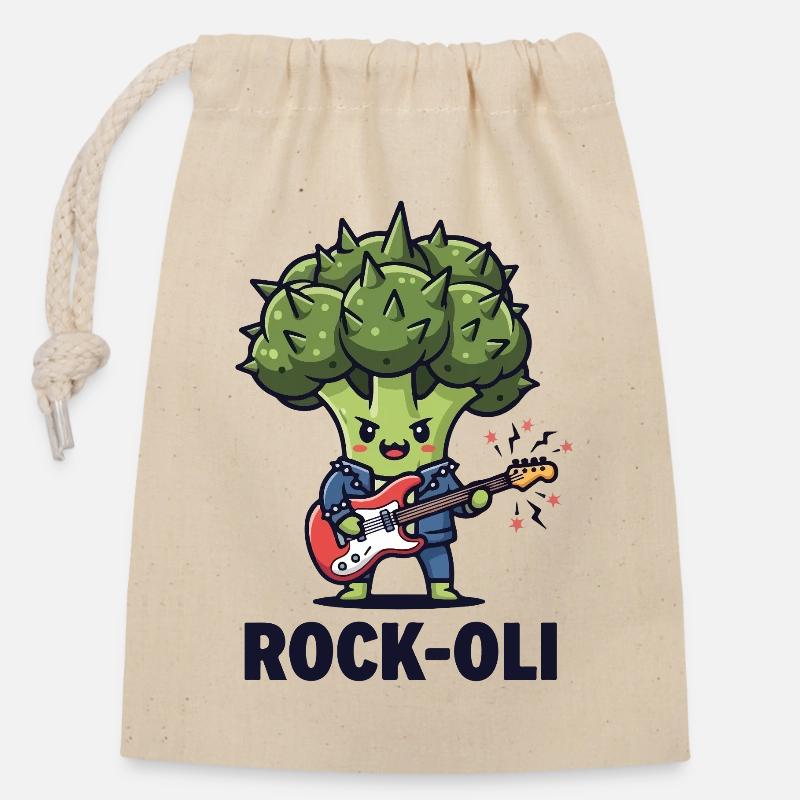 Brokko-Rocker - Verschließbarer Geschenkbeutel aus Baumwolle (14x20cm) - Natur