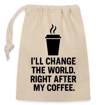 Motivational Coffee Saying - Closable cotton gift bag (14x20cm) - nature - Front