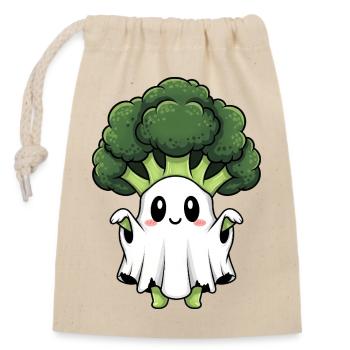 Süßer Halloween Brokkoli Geist Gespenst Kostüm - Verschließbarer Geschenkbeutel aus Baumwolle (14x20cm) - Natur - Vorne