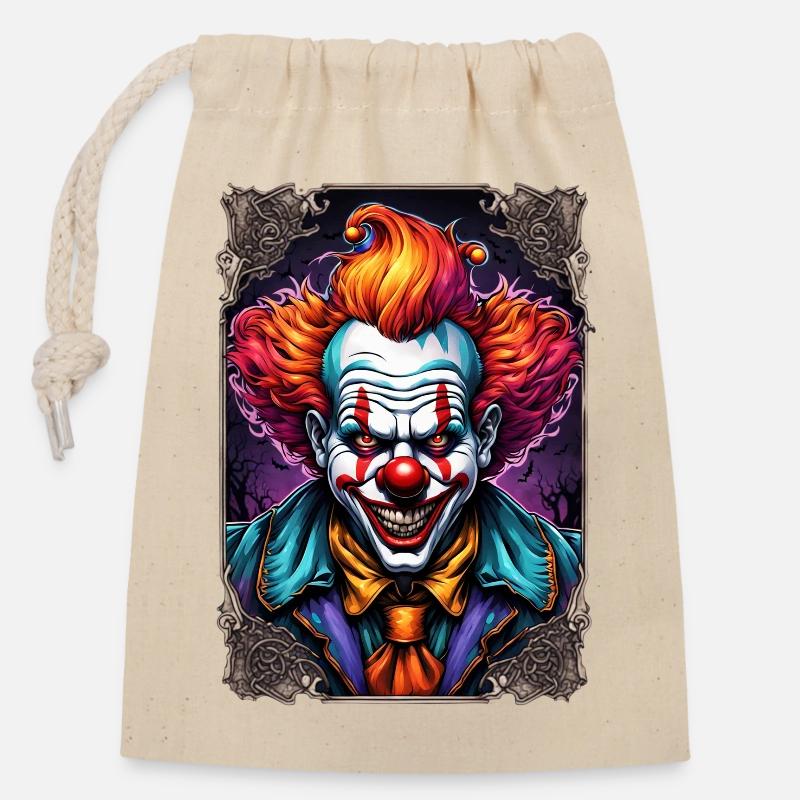 Grusel Clown Horrorbild - Verschließbarer Geschenkbeutel aus Baumwolle (14x20cm) - Natur