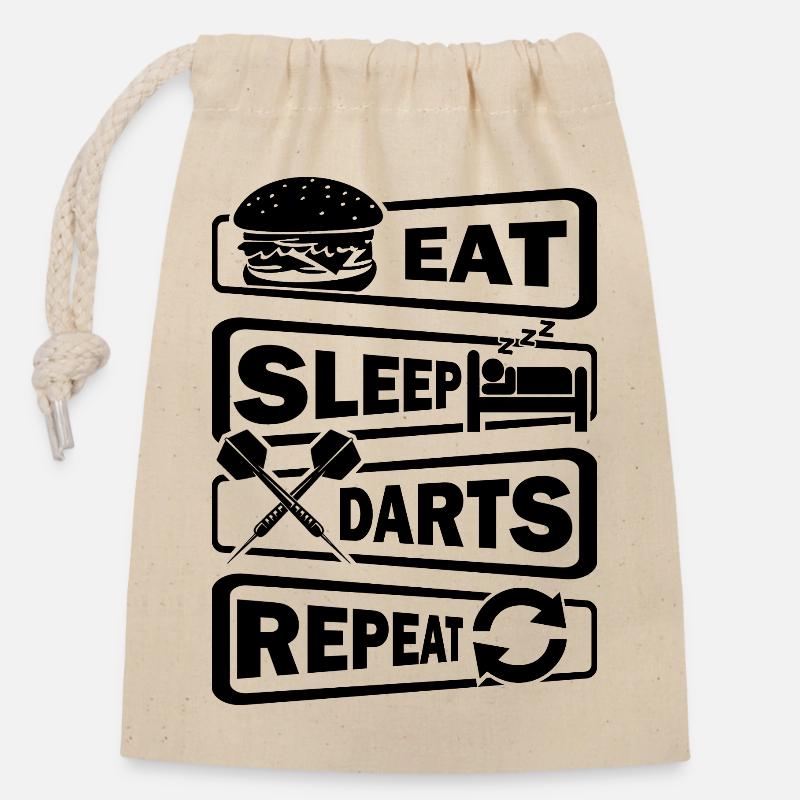 Dart,Darts,Eat Sleep Darts Repeat - Verschließbarer Geschenkbeutel aus Baumwolle (14x20cm) - Natur
