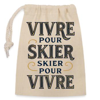 Live to Ski, Ski to Live - Closable cotton gift bag (14x20cm) - nature - Front