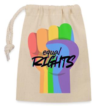 Rainbow Fist Equality - Closable cotton gift bag (14x20cm) - nature - Front