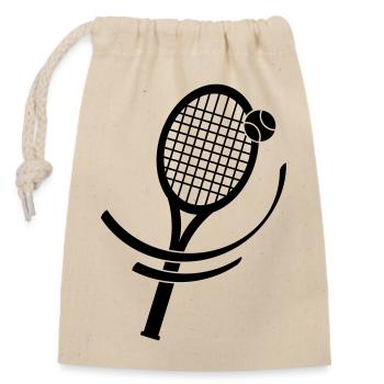Mascotte de dessin animé balle de tennis heureuse. Le tennis, c’est la vie. - Sac cadeau en coton avec cordon (14 x 20 cm) - nature - Devant