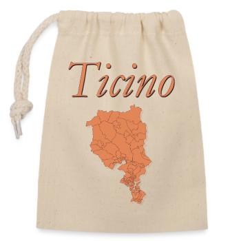 Ticino Karte im Rosé Ton - Verschließbarer Geschenkbeutel aus Baumwolle (14x20cm) - Natur - Vorne