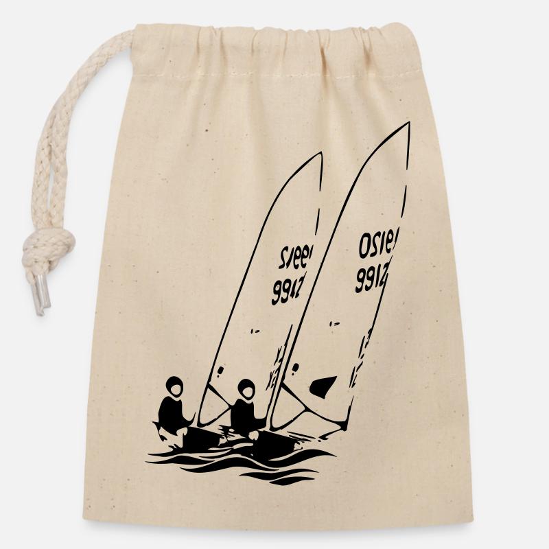 ILCA Dériveurs laser à voile dans la régate - Sac cadeau en coton avec cordon (14 x 20 cm) - nature