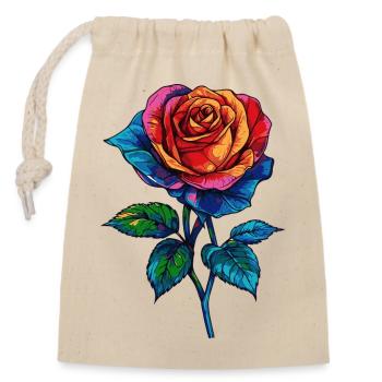 Rose Bunt - Verschließbarer Geschenkbeutel aus Baumwolle (14x20cm) - Natur - Vorne