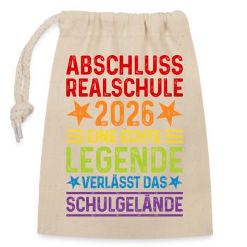 Realschule Abschluss 2026  - Verschließbarer Geschenkbeutel aus Baumwolle (14x20cm) - Natur - Vorne