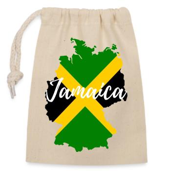 Deutschland goes Jamaika - Verschließbarer Geschenkbeutel aus Baumwolle (14x20cm) - Natur - Vorne