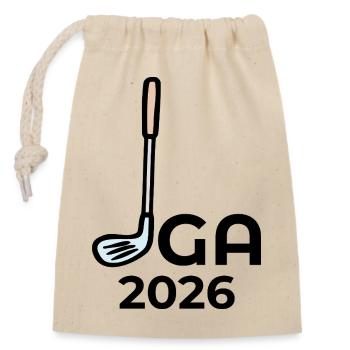 MARIAGE AU JEU DE GOLF JGA 2026 - Sac cadeau en coton avec cordon (14 x 20 cm) - nature - Devant